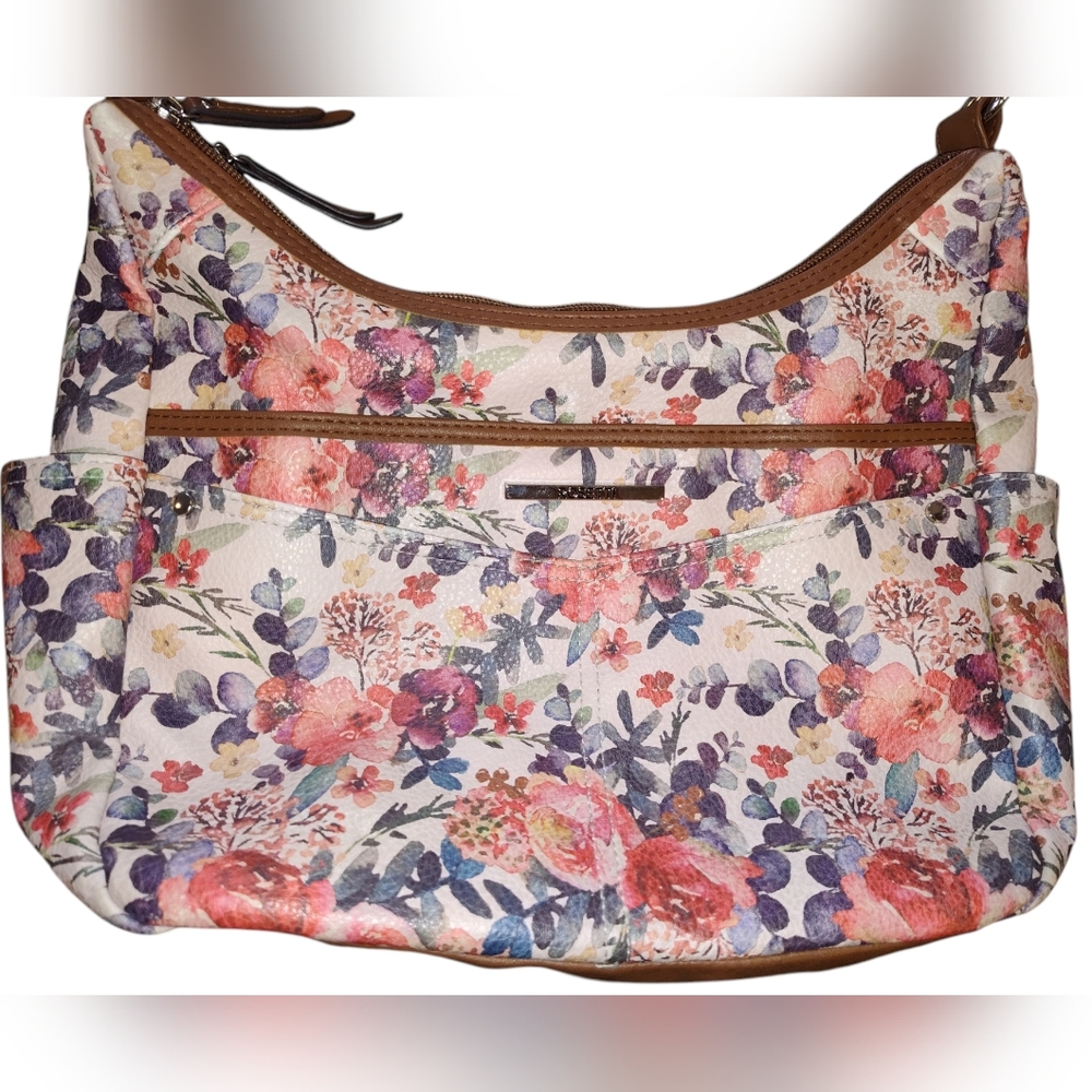 Rosetti Floral Hobo Shoulder Bag Multi Pocket Purse Cottagecore